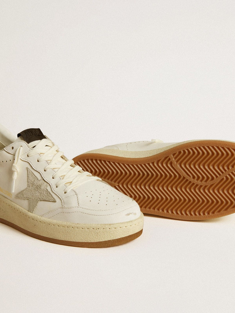 Golden Goose Women's Ball Star with ice-gray suede star and glossy black leather heel tab
