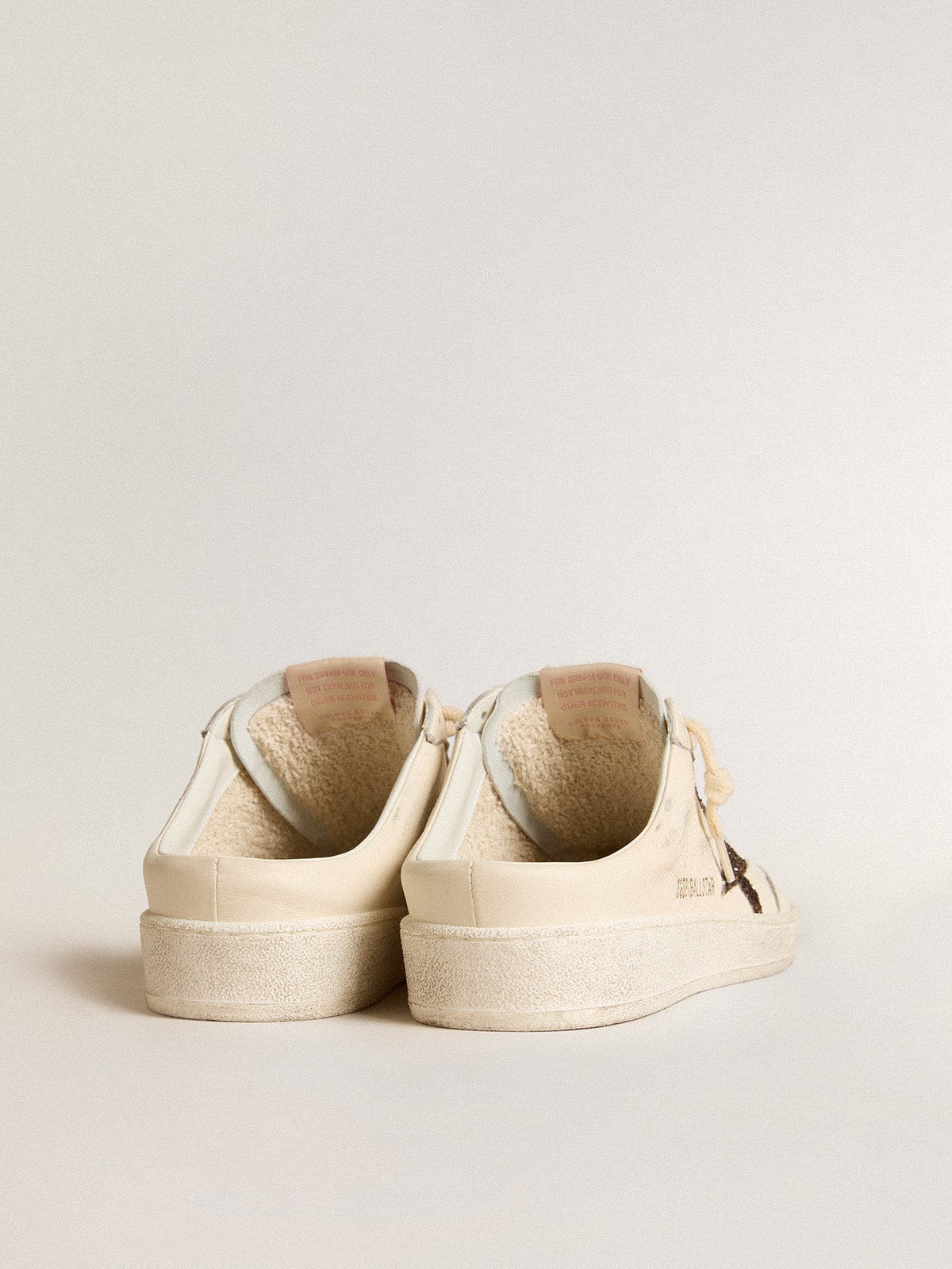 Golden Goose Ball Star Sabots in ivory nappa with bronze glitter star