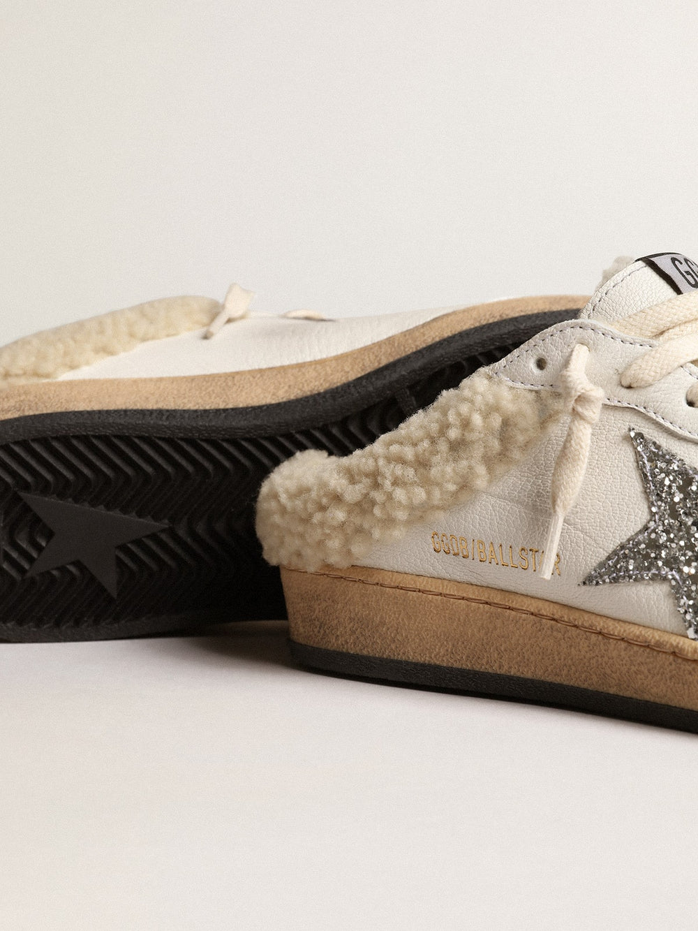 Golden Goose Ball Star Sabots with glitter star and shearling lining