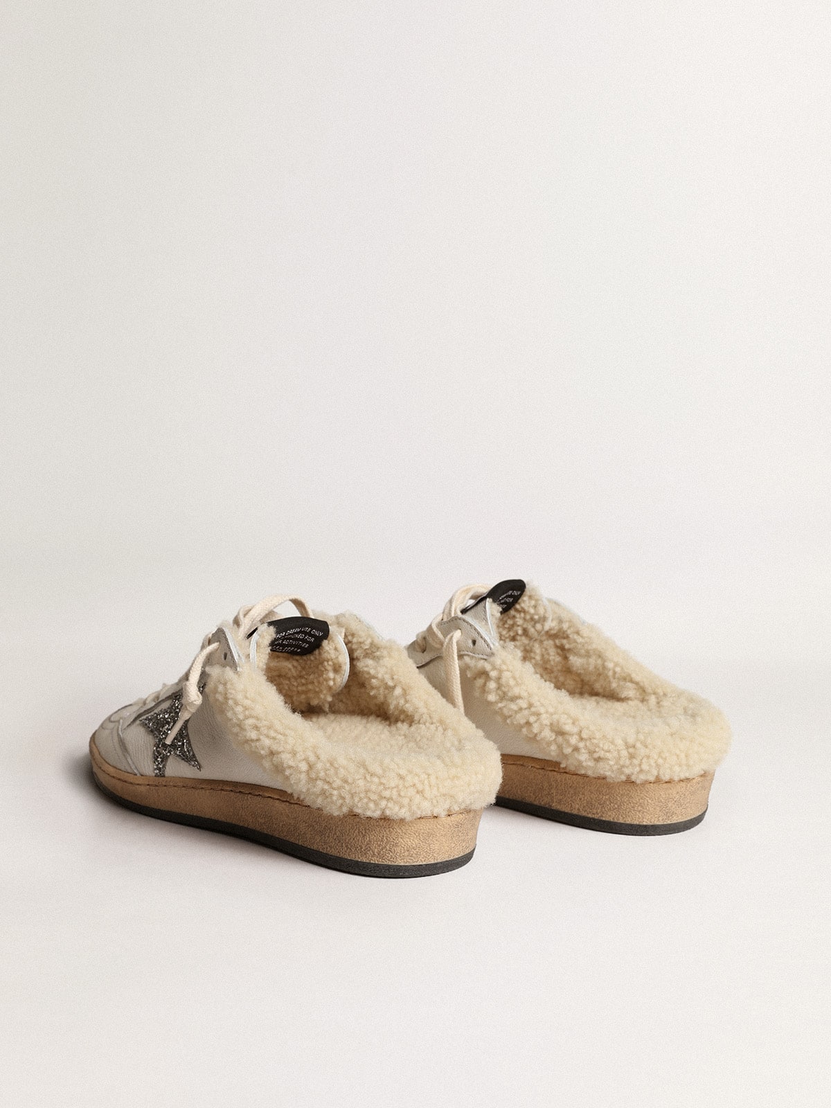 Golden Goose Ball Star Sabots with glitter star and shearling lining