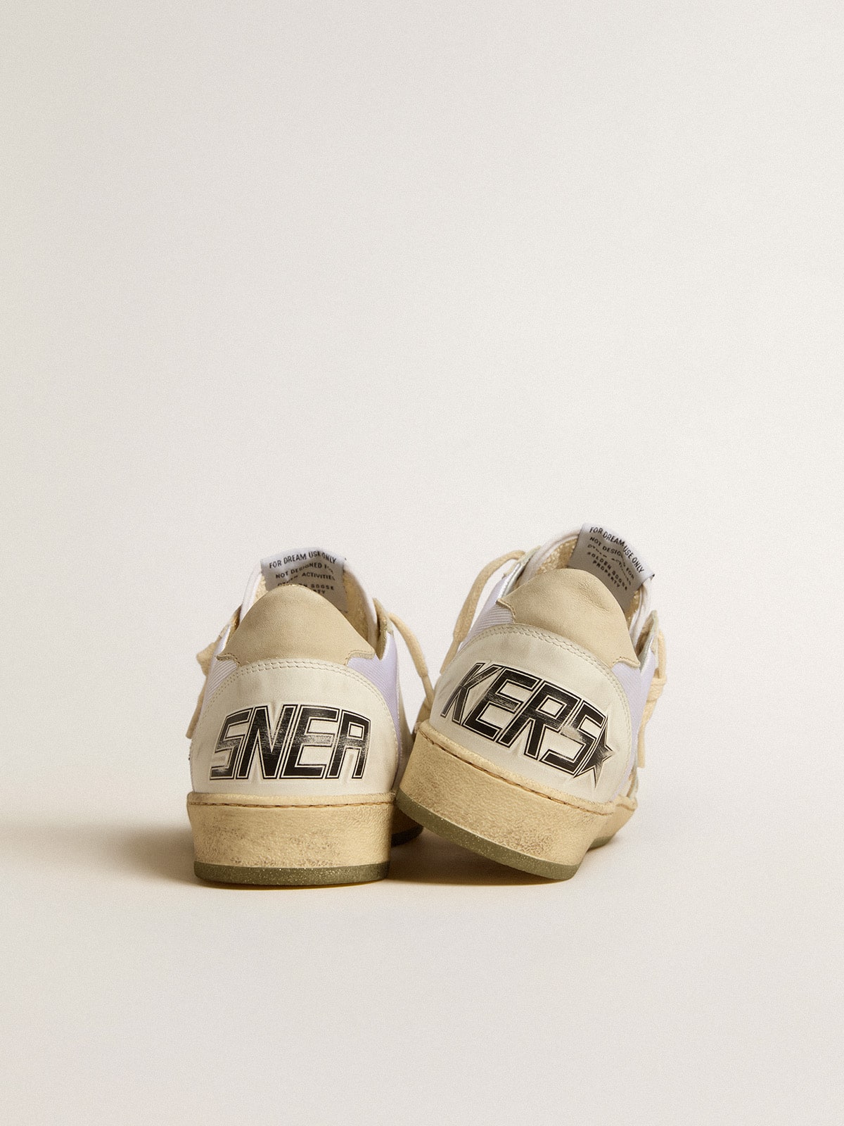 Golden Goose Ball Star in nylon and leather with pink and light blue star and beige heel tab