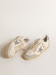 Golden Goose Ball Star  with glitter star and pink suede heel tab
