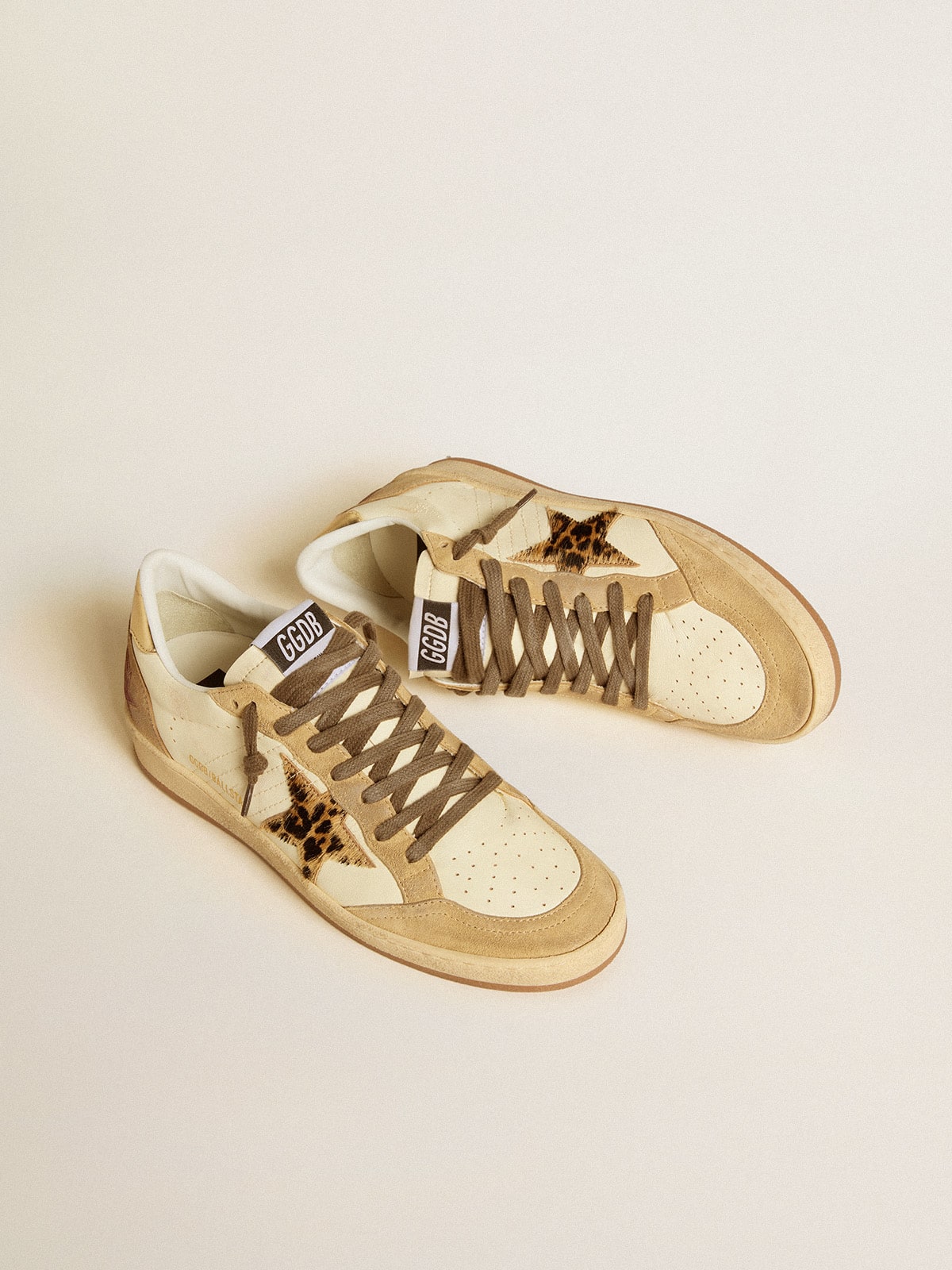 Golden Goose Women's Ball Star in nappa and suede with pony skin star and metallic heel tab