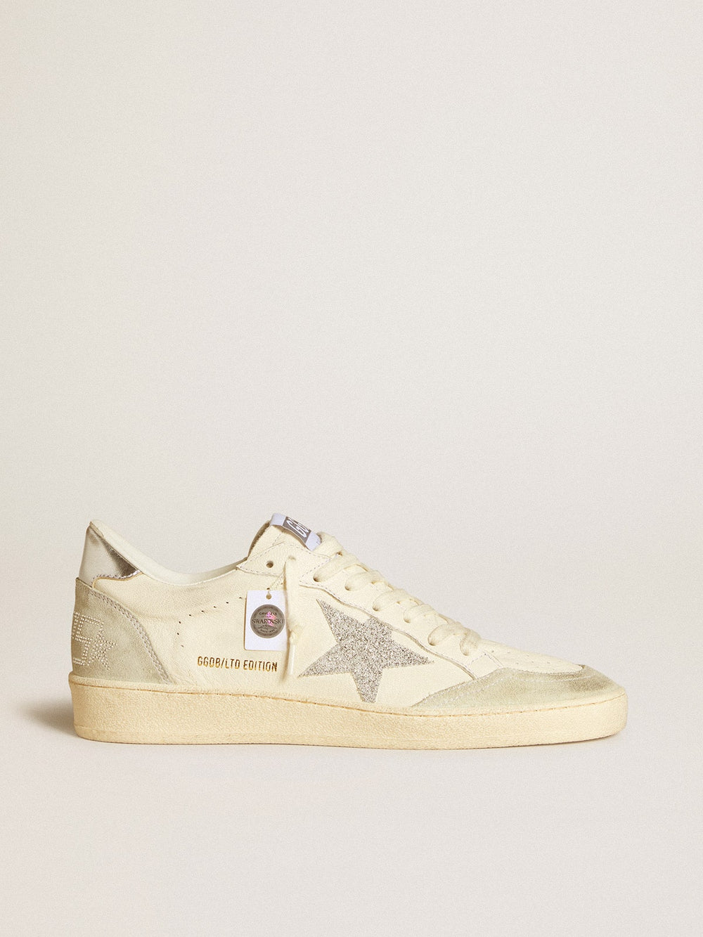 Golden Goose Women's Ball Star with silver Swarovski micro-crystal star and metallic silver leather heel tab