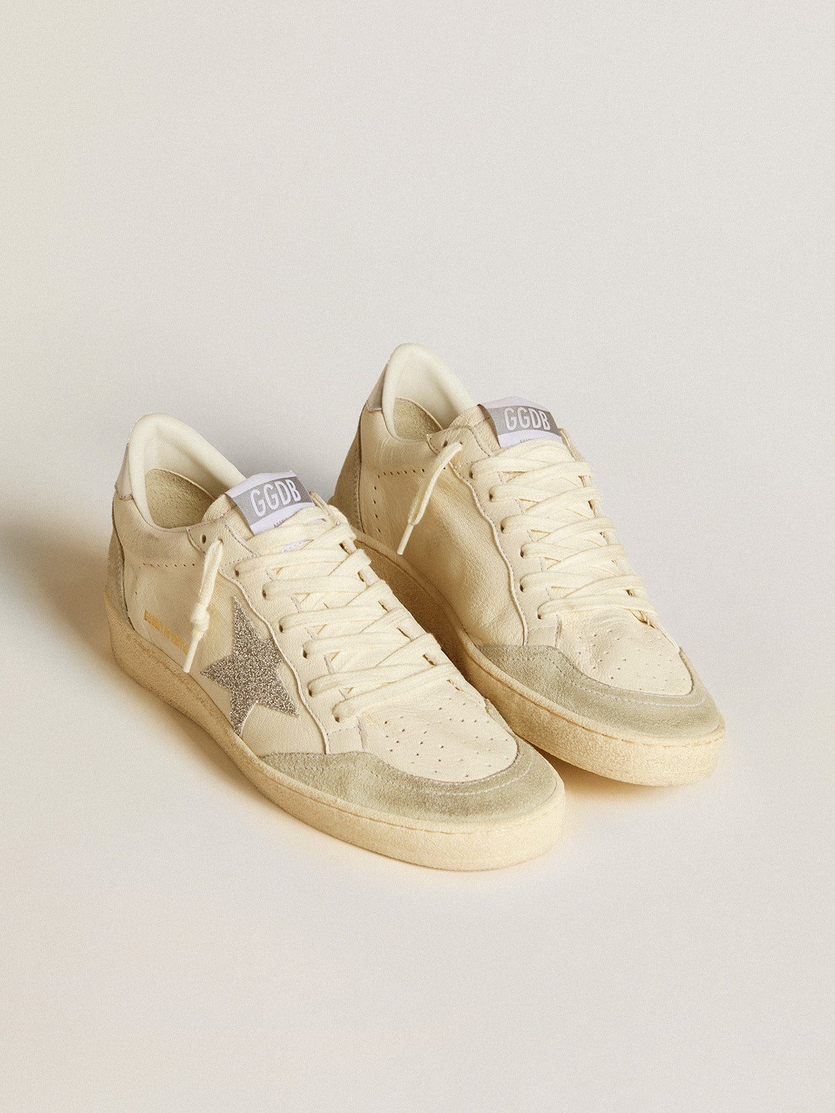Golden Goose Women's Ball Star with silver Swarovski micro-crystal star and metallic silver leather heel tab