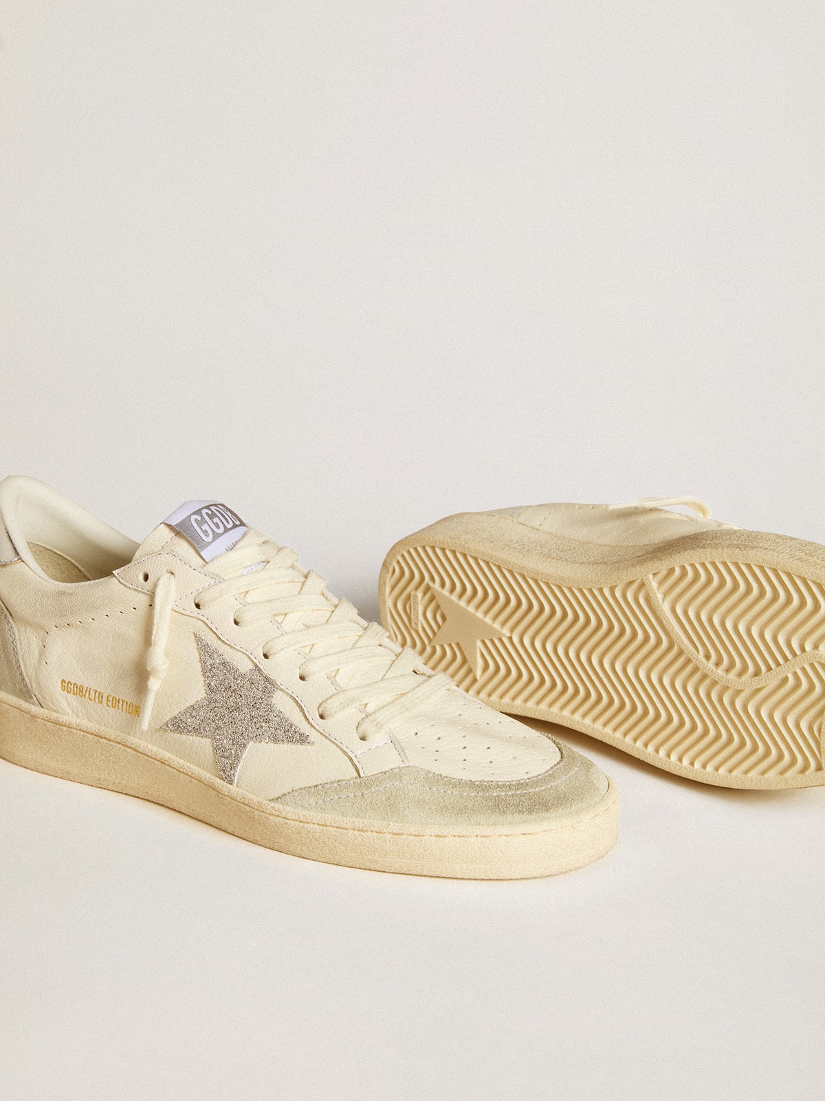 Golden Goose Women's Ball Star with silver Swarovski micro-crystal star and metallic silver leather heel tab