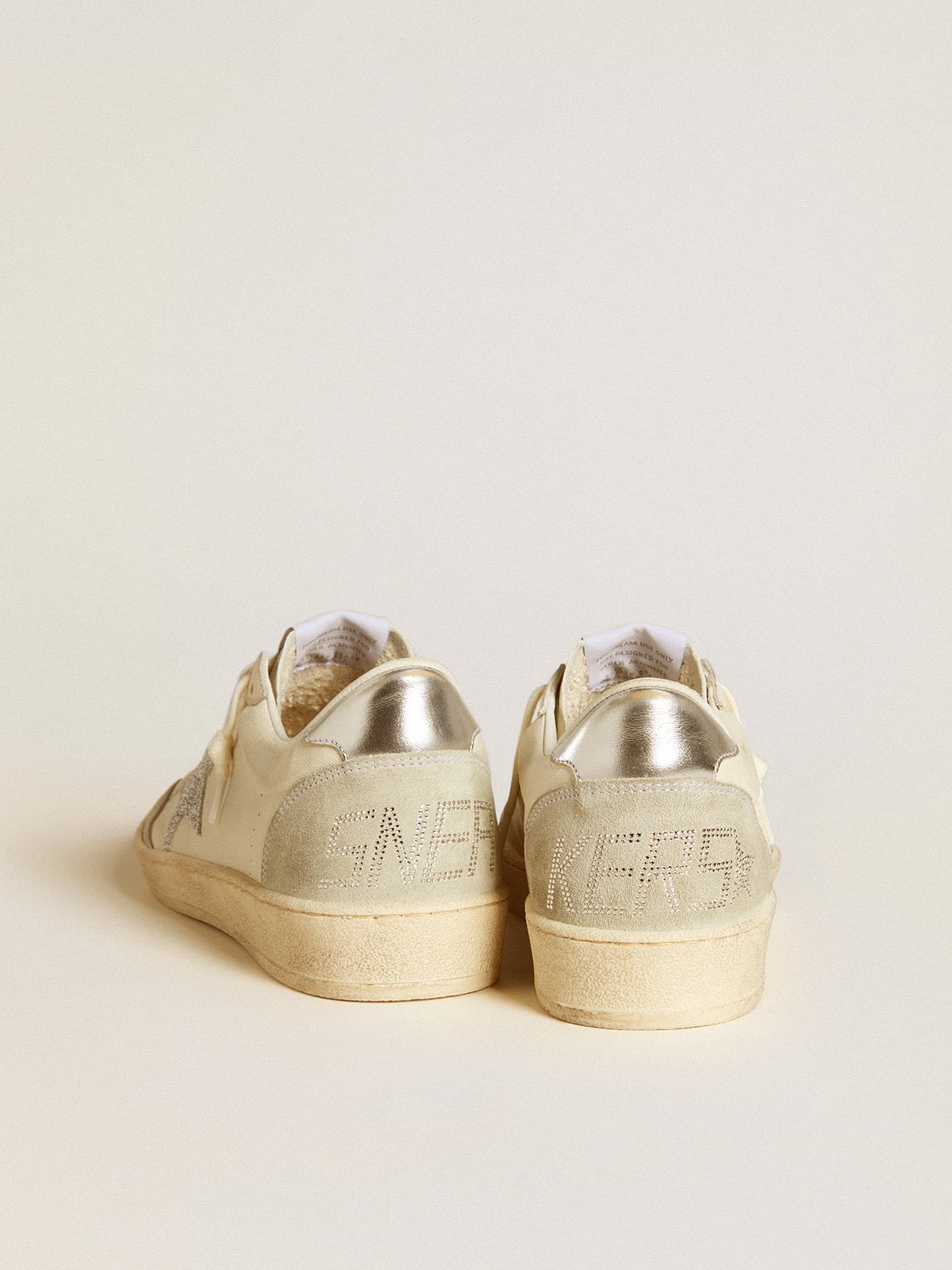 Golden Goose Women's Ball Star with silver Swarovski micro-crystal star and metallic silver leather heel tab