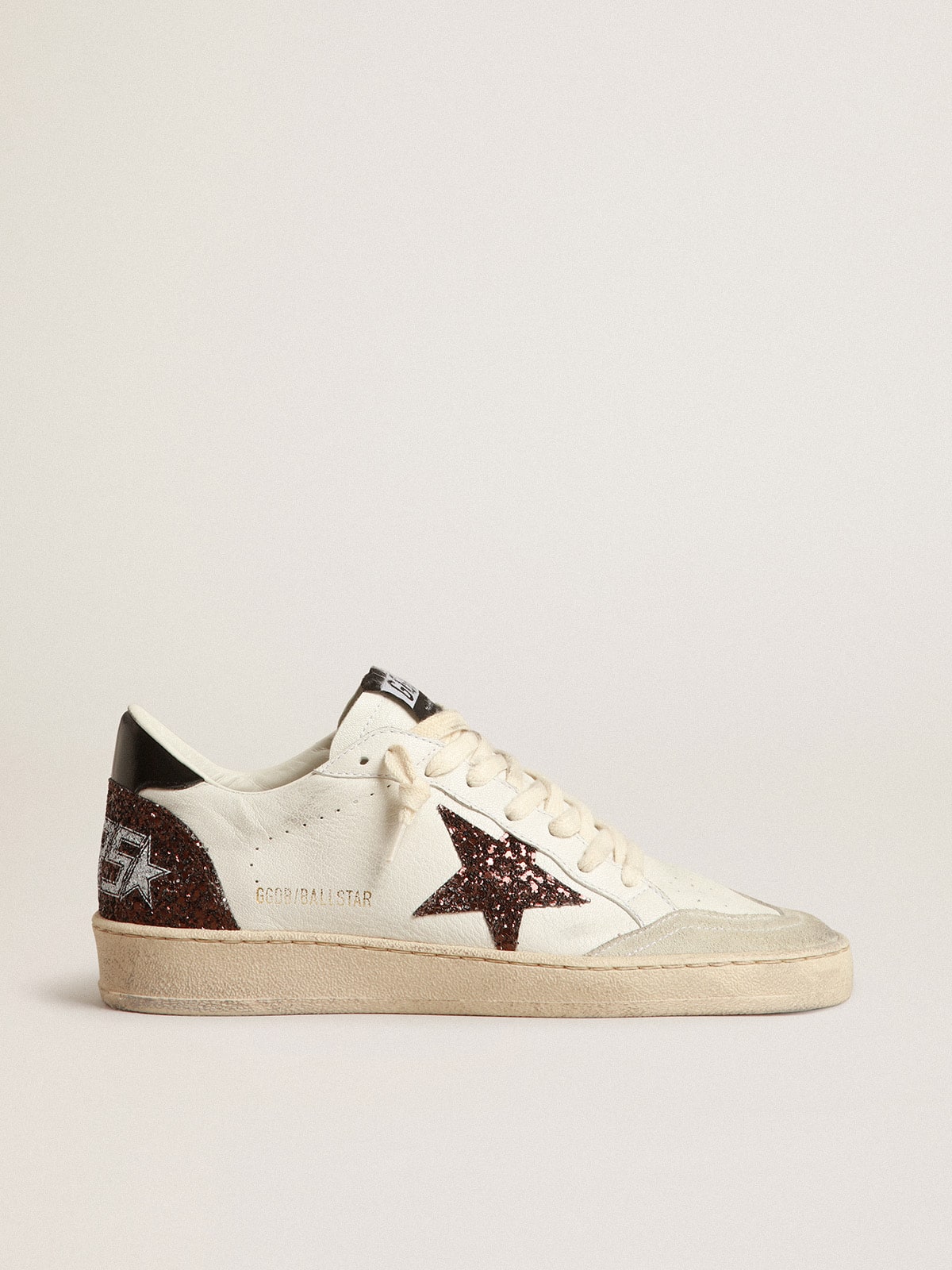 Golden Goose Ball Star in nappa with glitter star and black nappa heel tab