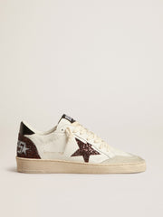 Golden Goose Ball Star in nappa with glitter star and black nappa heel tab