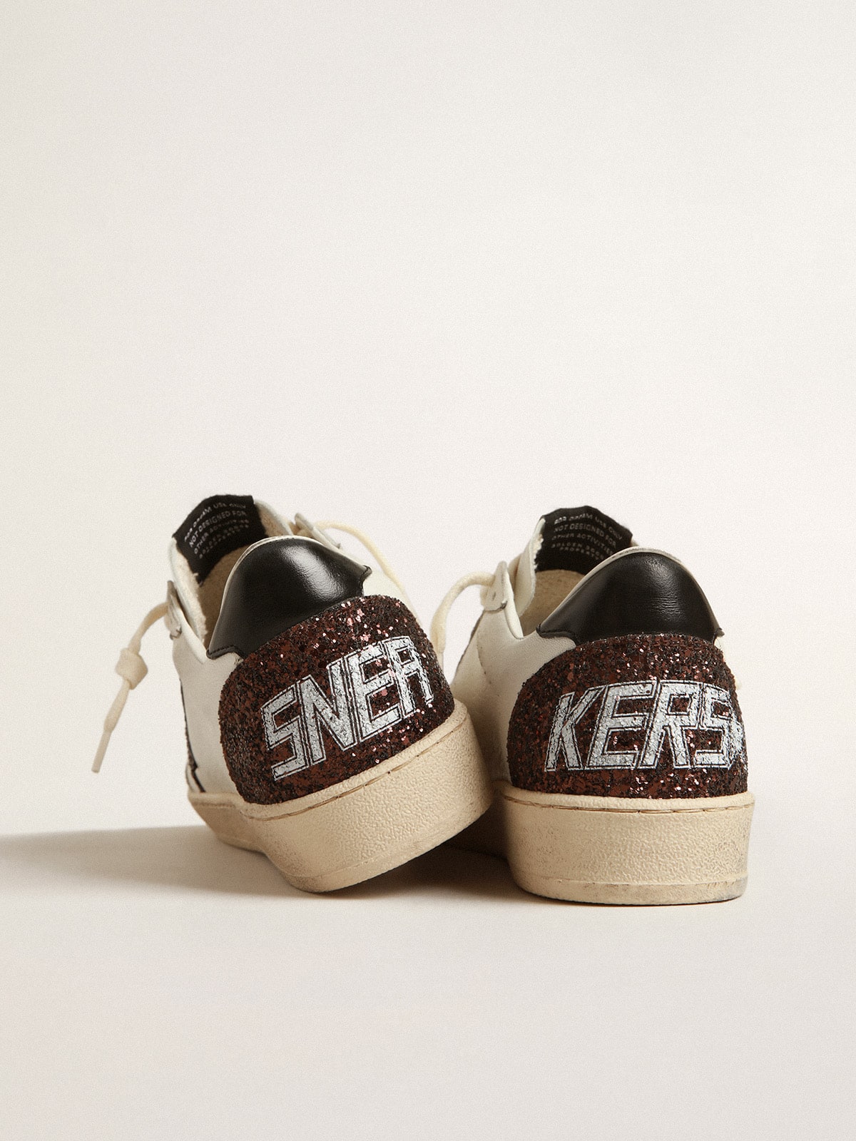 Golden Goose Ball Star in nappa with glitter star and black nappa heel tab