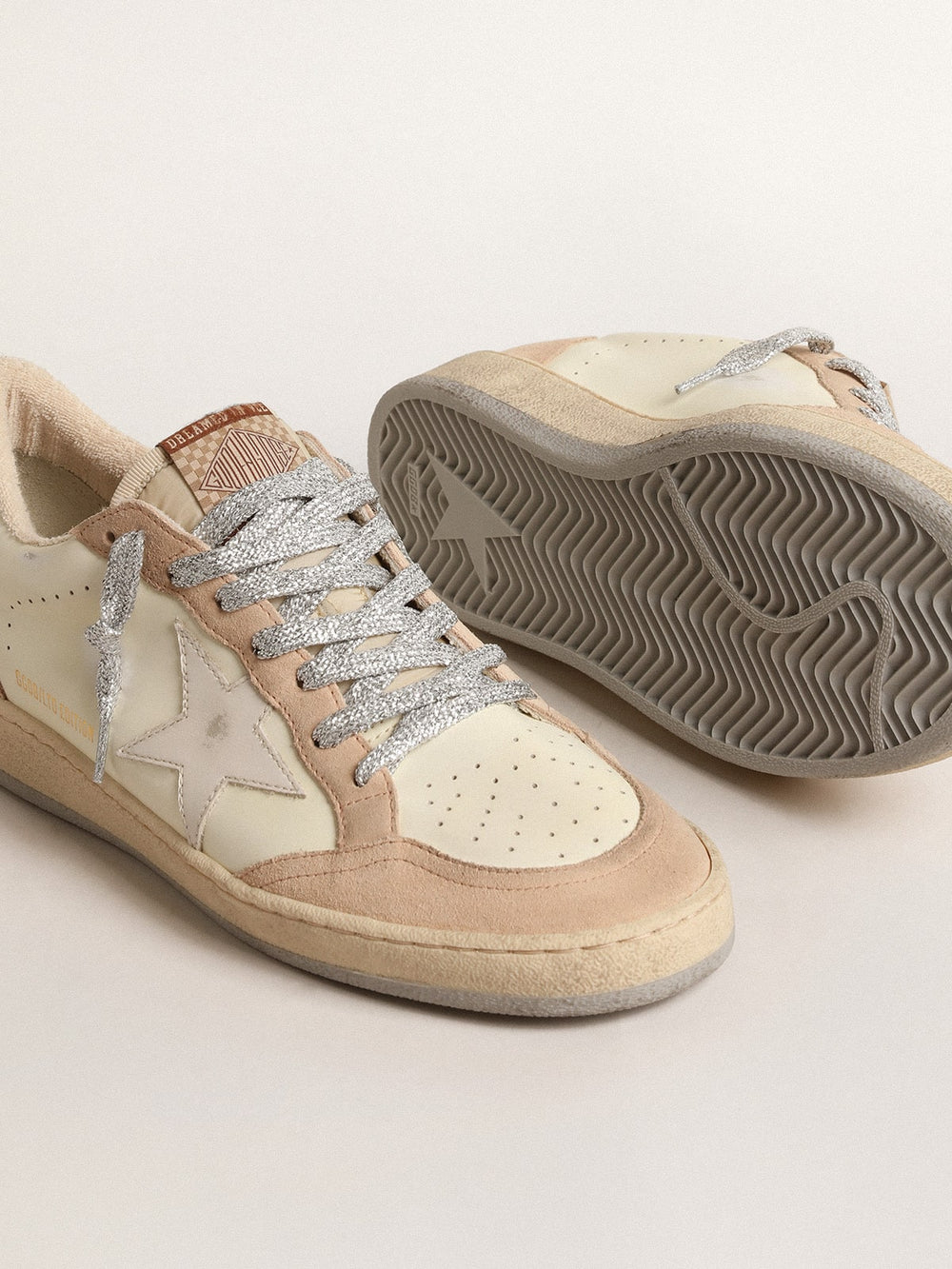 Golden Goose Women's Ball Star LTD with white star and burgundy leather heel tab