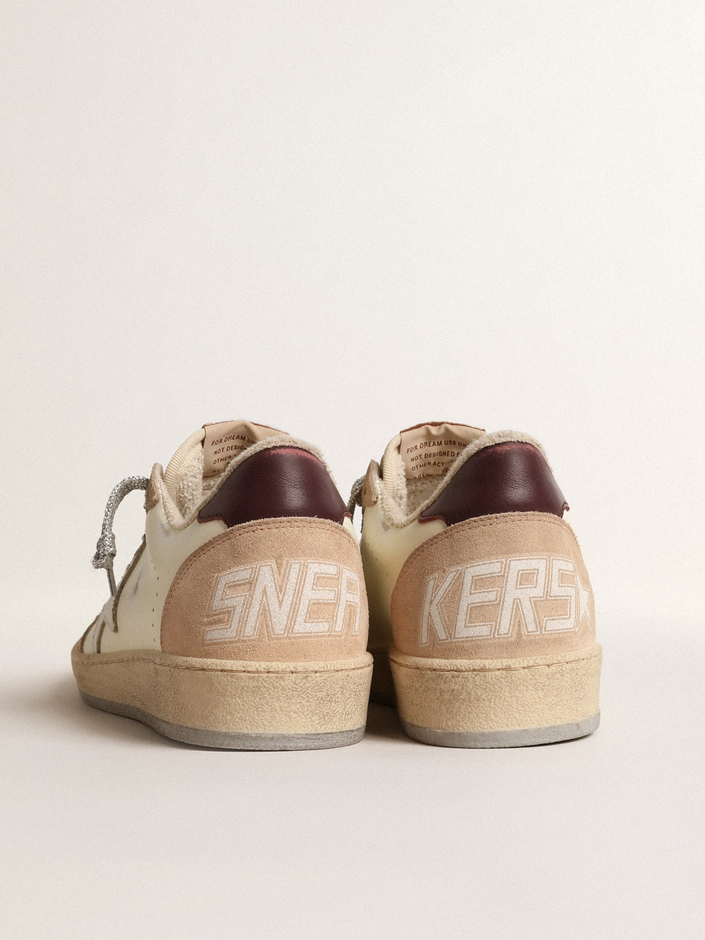 Golden Goose Women's Ball Star LTD with white star and burgundy leather heel tab