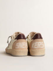 Golden Goose Women's Ball Star LTD with white star and burgundy leather heel tab