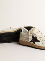 Golden Goose Ball Star with chicory-coffee glitter star and black leather heel tab