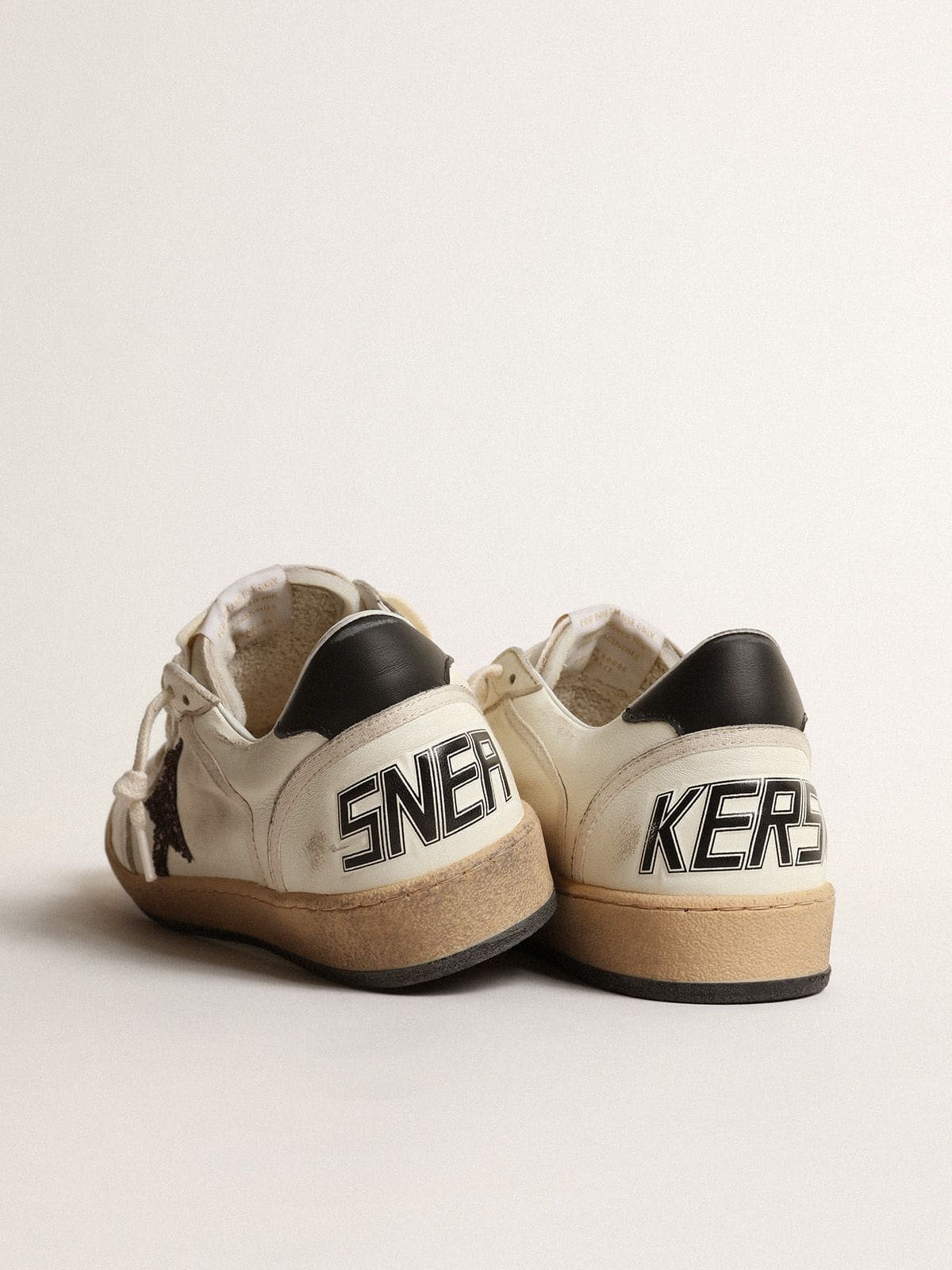 Golden Goose Ball Star with chicory-coffee glitter star and black leather heel tab