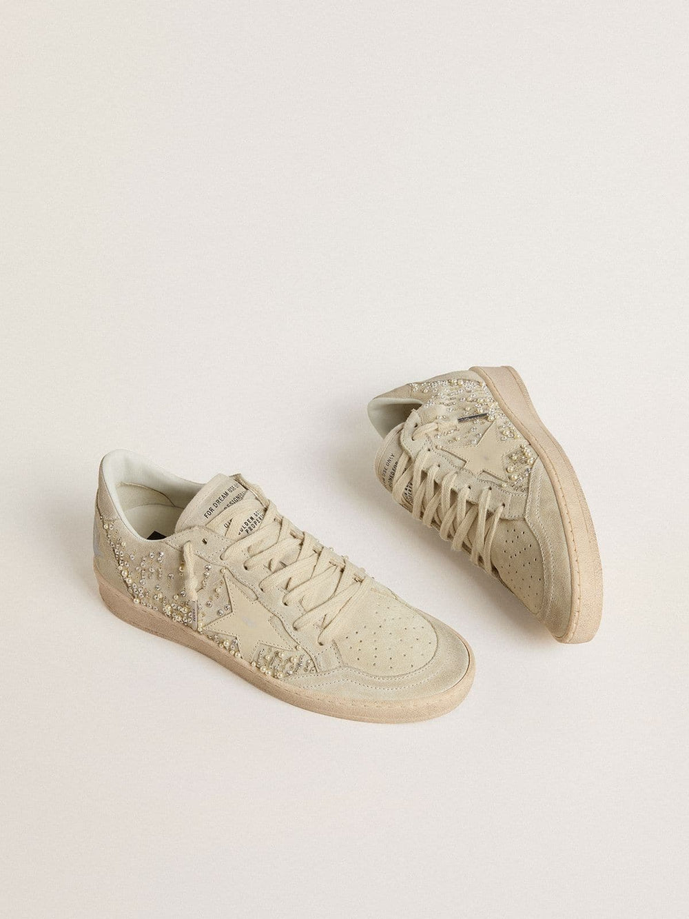 Golden Goose Ball Star in suede with Swarovski crystals and pearls and leather star