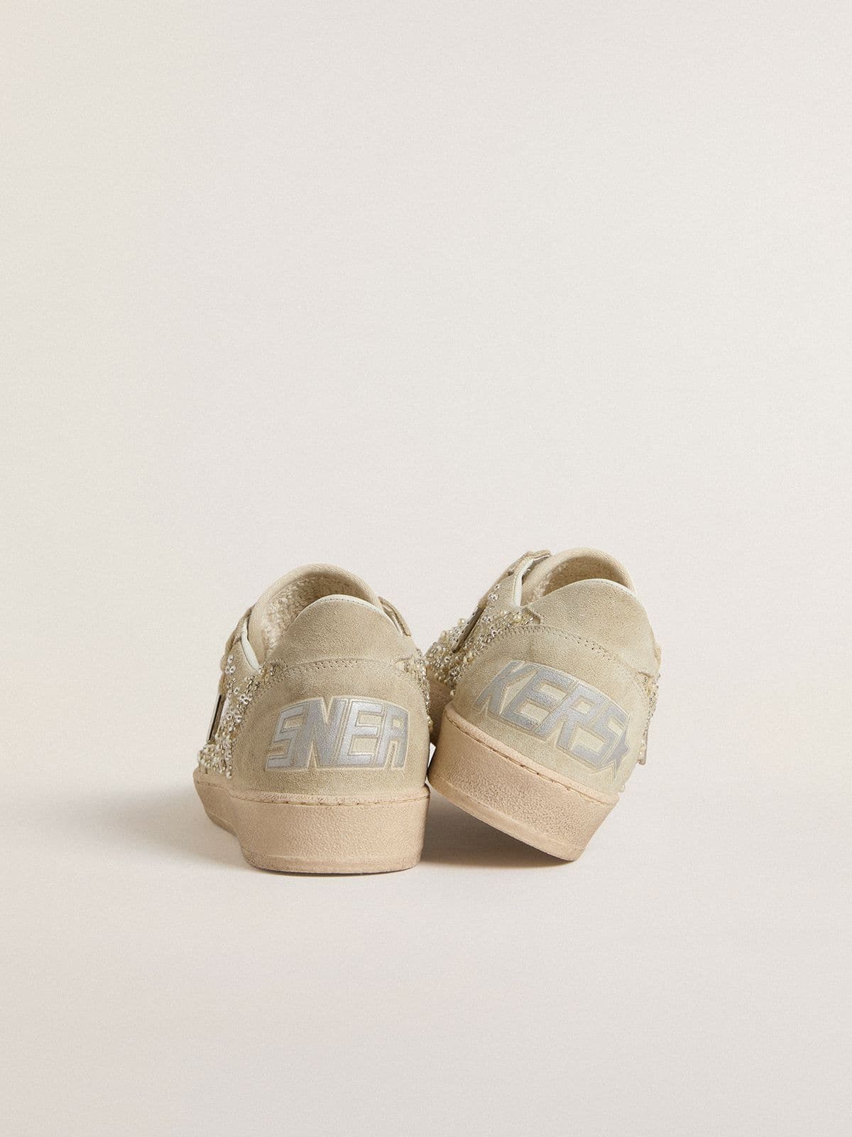 Golden Goose Ball Star in suede with Swarovski crystals and pearls and leather star
