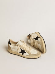 Golden Goose Ball Star in nappa and suede with black glitter star and heel tab