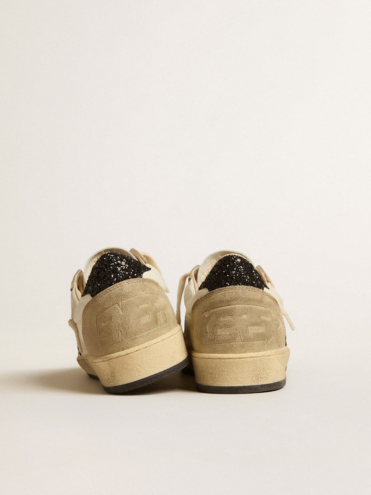 Golden Goose Ball Star in nappa and suede with black glitter star and heel tab