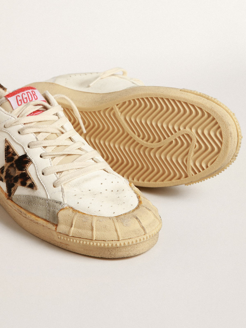 Golden Goose Ball Star in nappa with leopard-print pony skin star and heel tab