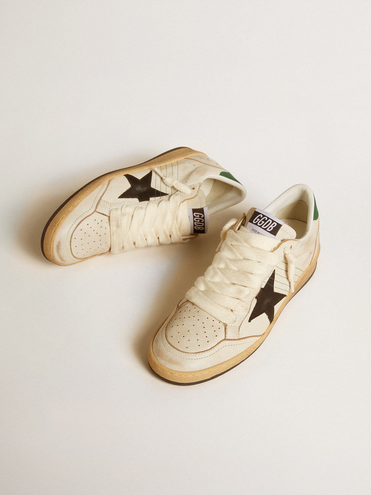Golden Goose Women’s Ball Star with black leather star and green leather heel tab