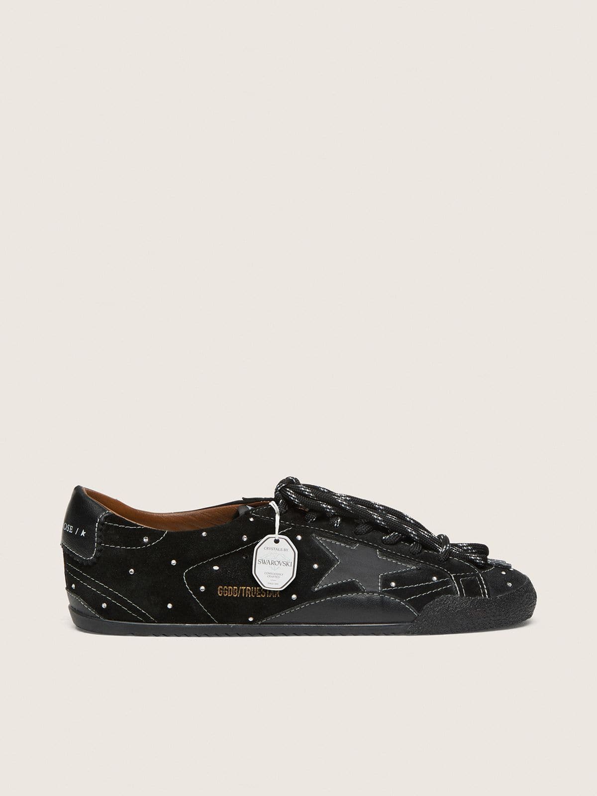Golden Goose Women's True-Star in black suede with Swarovski crystals and black leather star