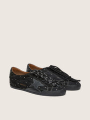 Golden Goose Women's True-Star in black suede with Swarovski crystals and black leather star