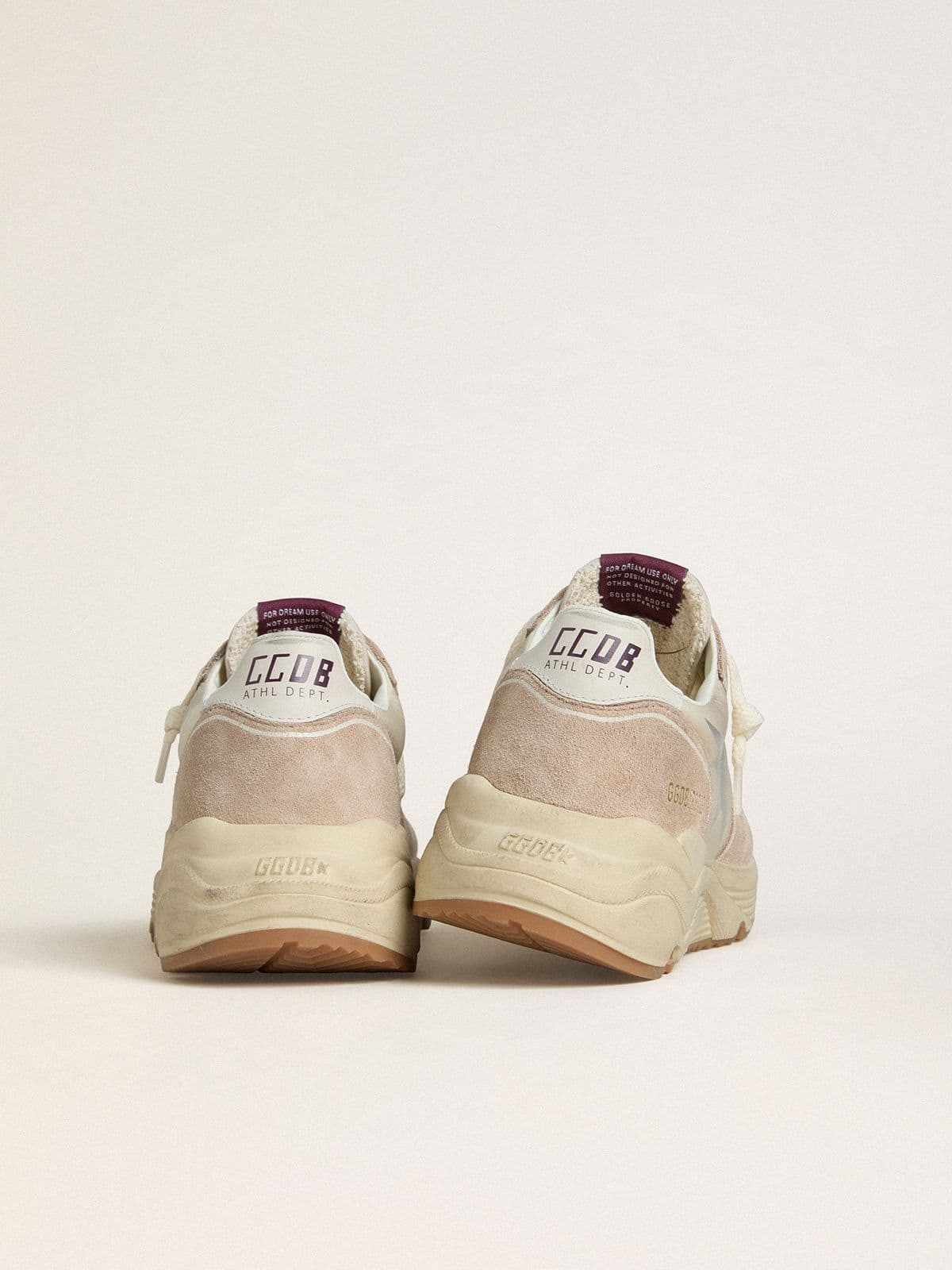 Golden Goose Women's Running Sole in nylon and suede with silver printed star and leather heel tab