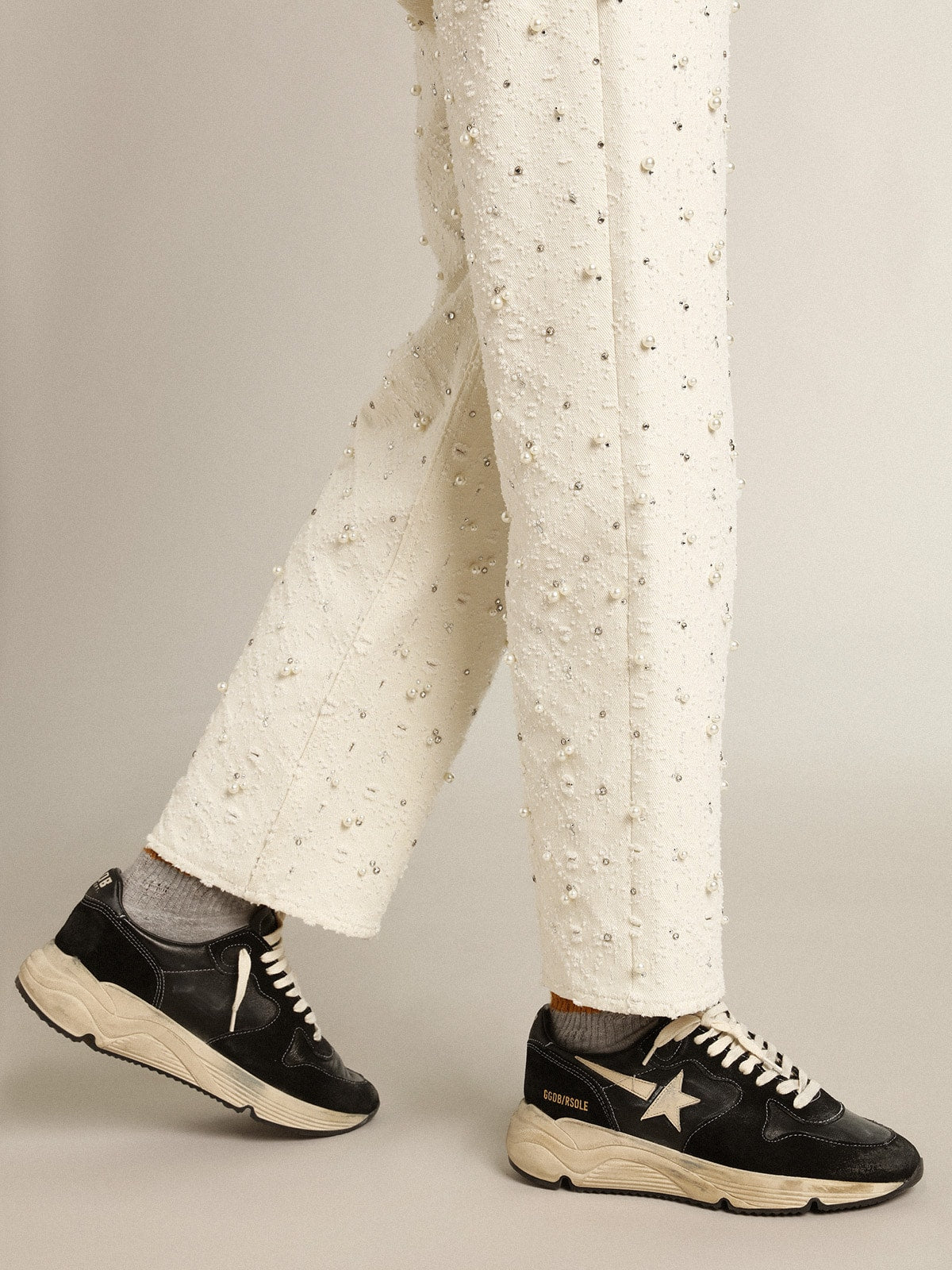 Golden Goose Women's Running Sole in black nappa and suede
