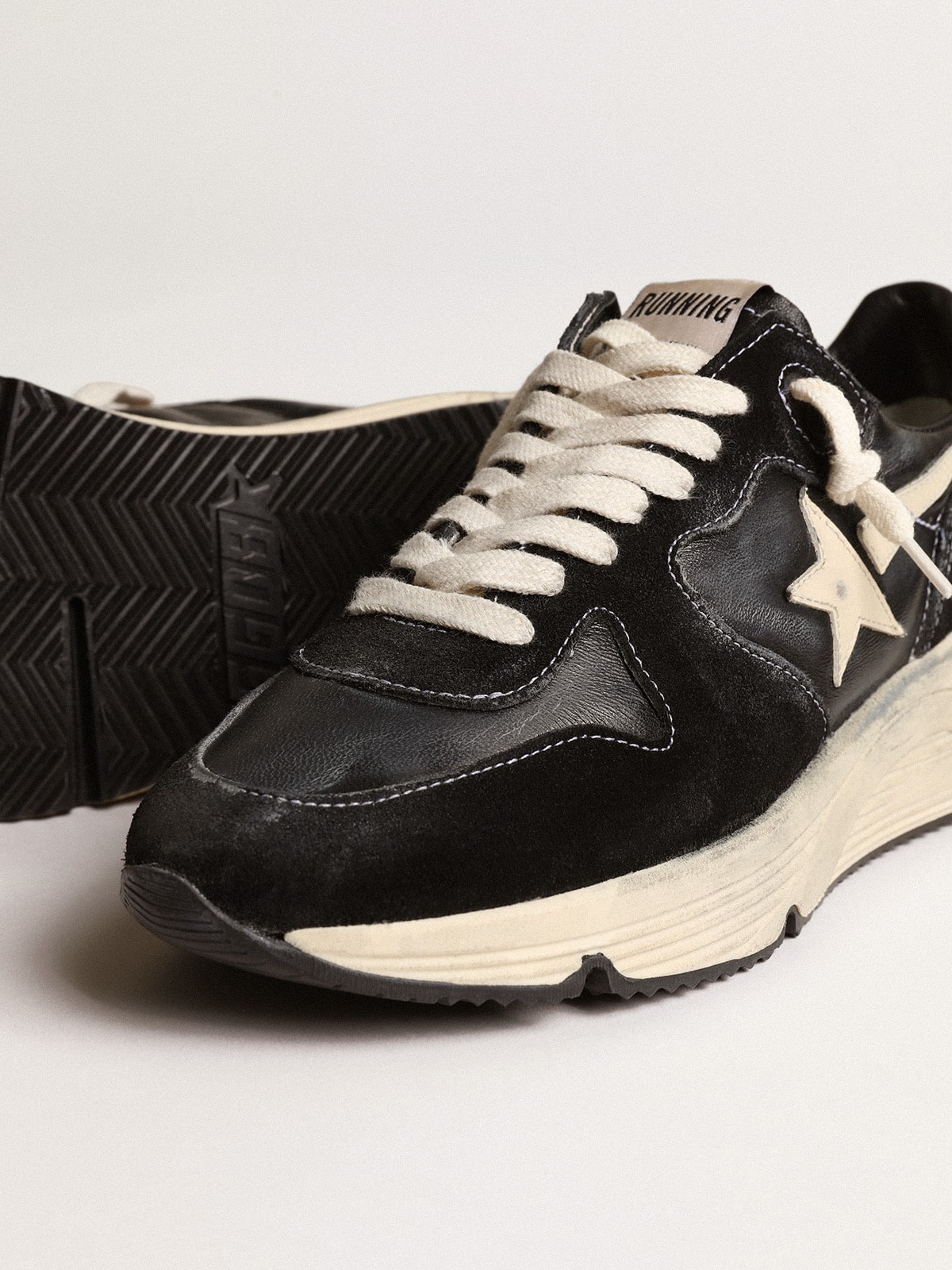 Golden Goose Women's Running Sole in black nappa and suede