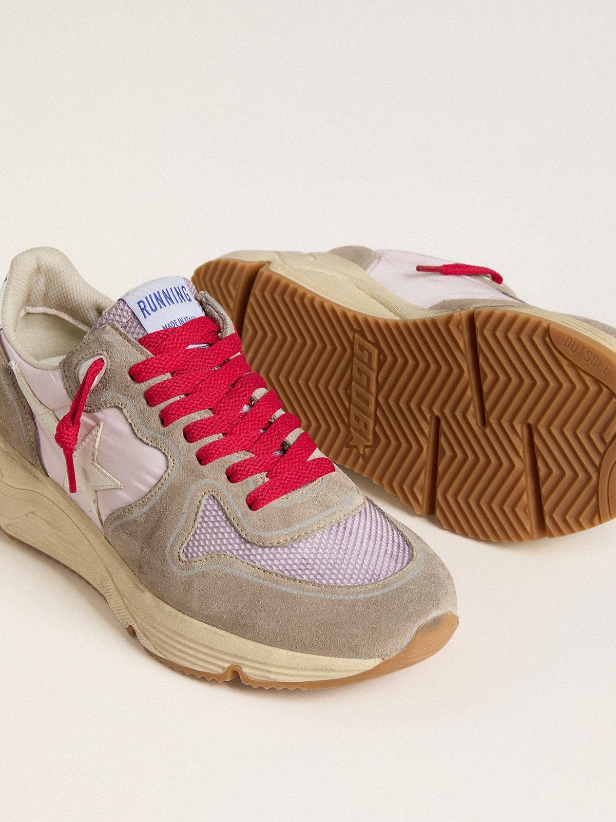 Golden Goose Running Sole LTD in pink nylon with white leather star