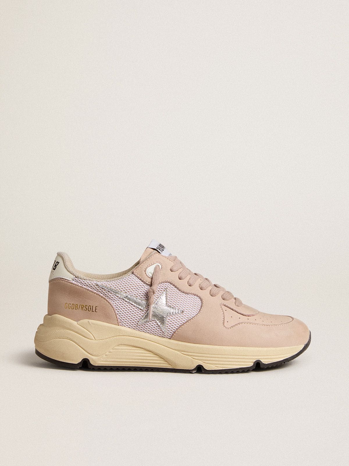 Golden Goose Women’s Running Sole in mesh and nubuck with silver metallic leather star