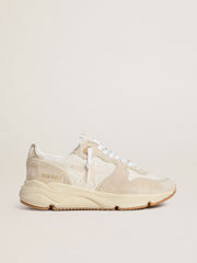 Golden Goose Women's Running Sole in canvas with beige star and platinum metallic leather heel tab