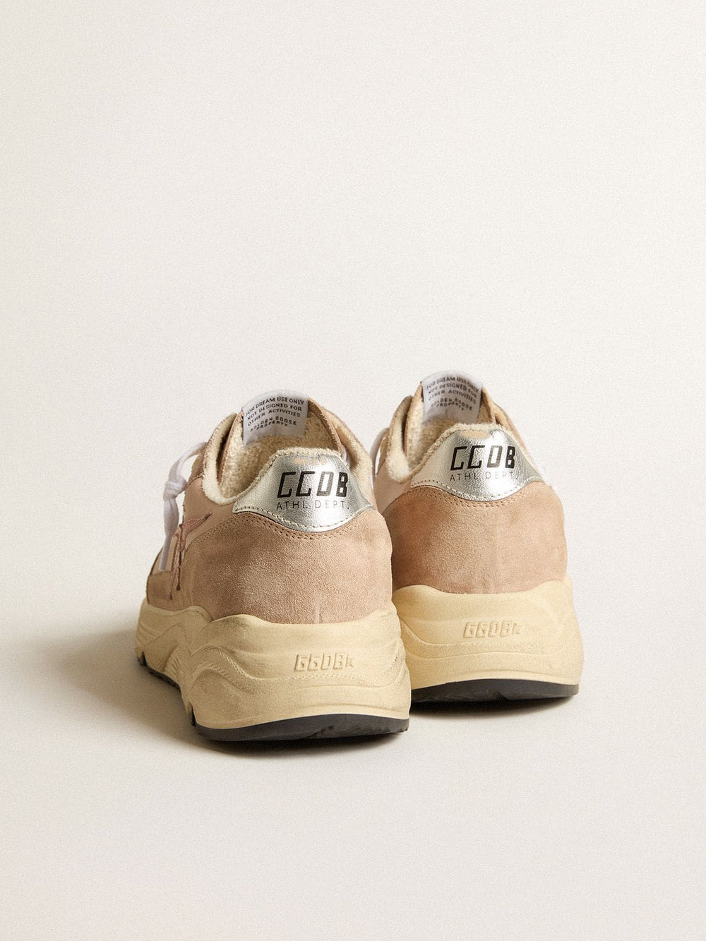 Golden Goose Women's Running Sole in mesh and suede with pink star and silver heel tab