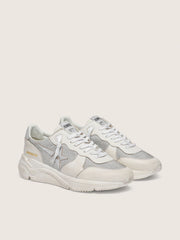Golden Goose Women’s Running Sole in mesh and nubuck with silver metallic leather star
