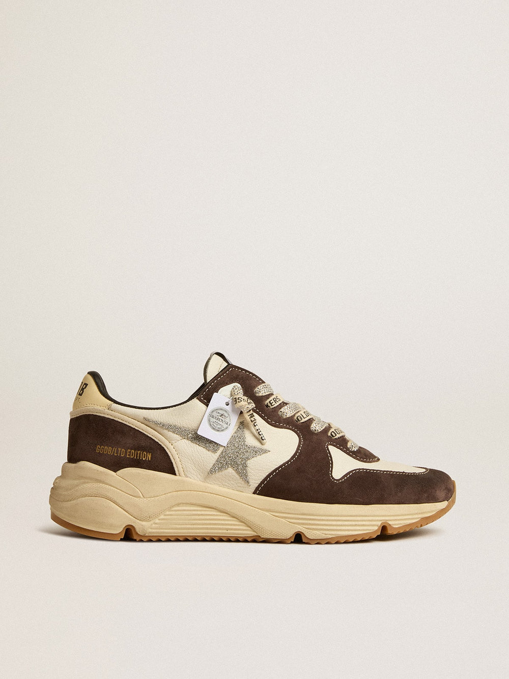 Golden Goose Women's Running Sole  in nappa and brown suede with a Swarovski crystal star