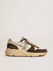 Golden Goose Women's Running Sole  in nappa and brown suede with a Swarovski crystal star