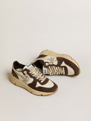 Golden Goose Women's Running Sole  in nappa and brown suede with a Swarovski crystal star