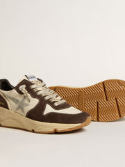 Golden Goose Women's Running Sole  in nappa and brown suede with a Swarovski crystal star