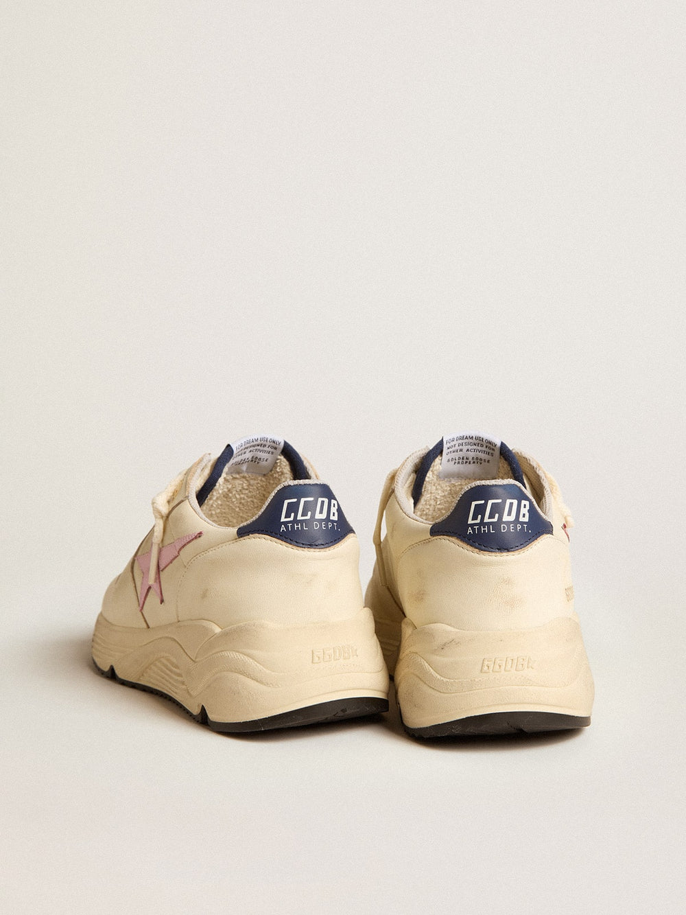 Golden Goose Women's Running Sole in nappa leather with pink leather star and blue leather heel tab