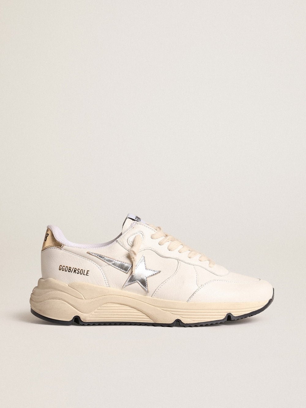 Golden Goose Running Sole in nappa with silver star and gold leather heel tab