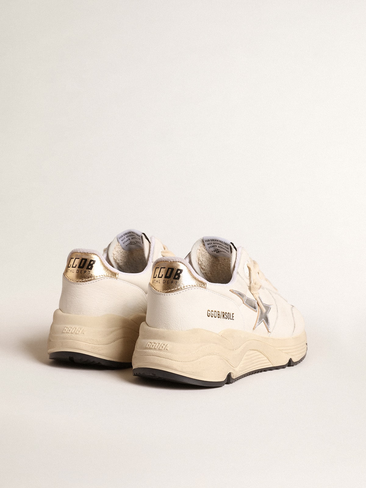 Golden Goose Running Sole in nappa with silver star and gold leather heel tab