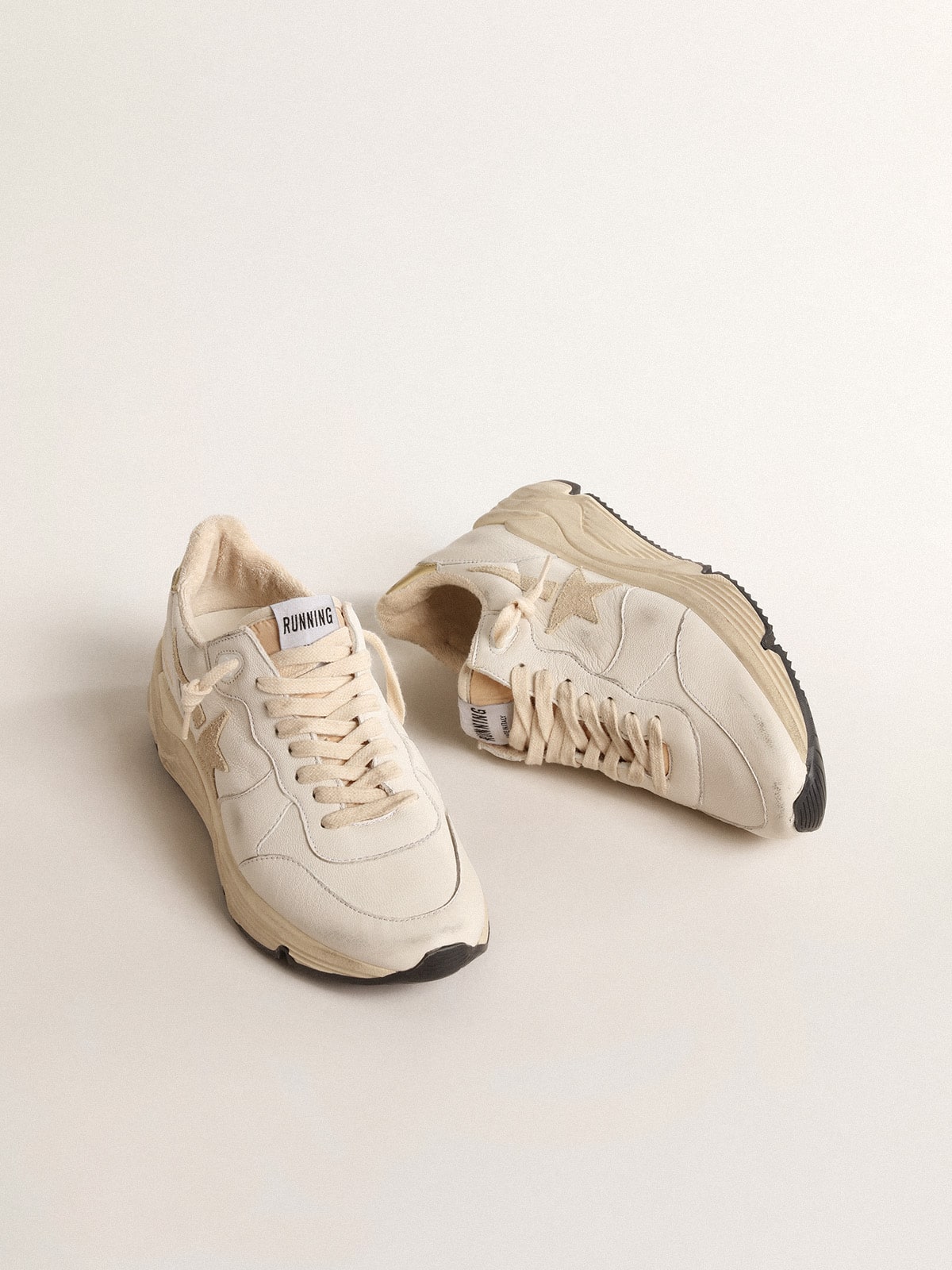 Golden Goose Women's Running Sole  in nappa with suede star and gold heel tab