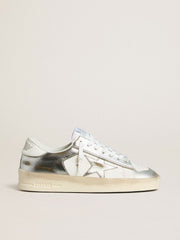 Golden Goose Stardan in silver foiled leather with white heel tab