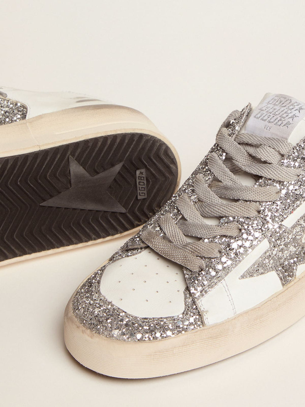 Golden Goose Women’s Stardan sneakers with silver glitter | Golden Goose