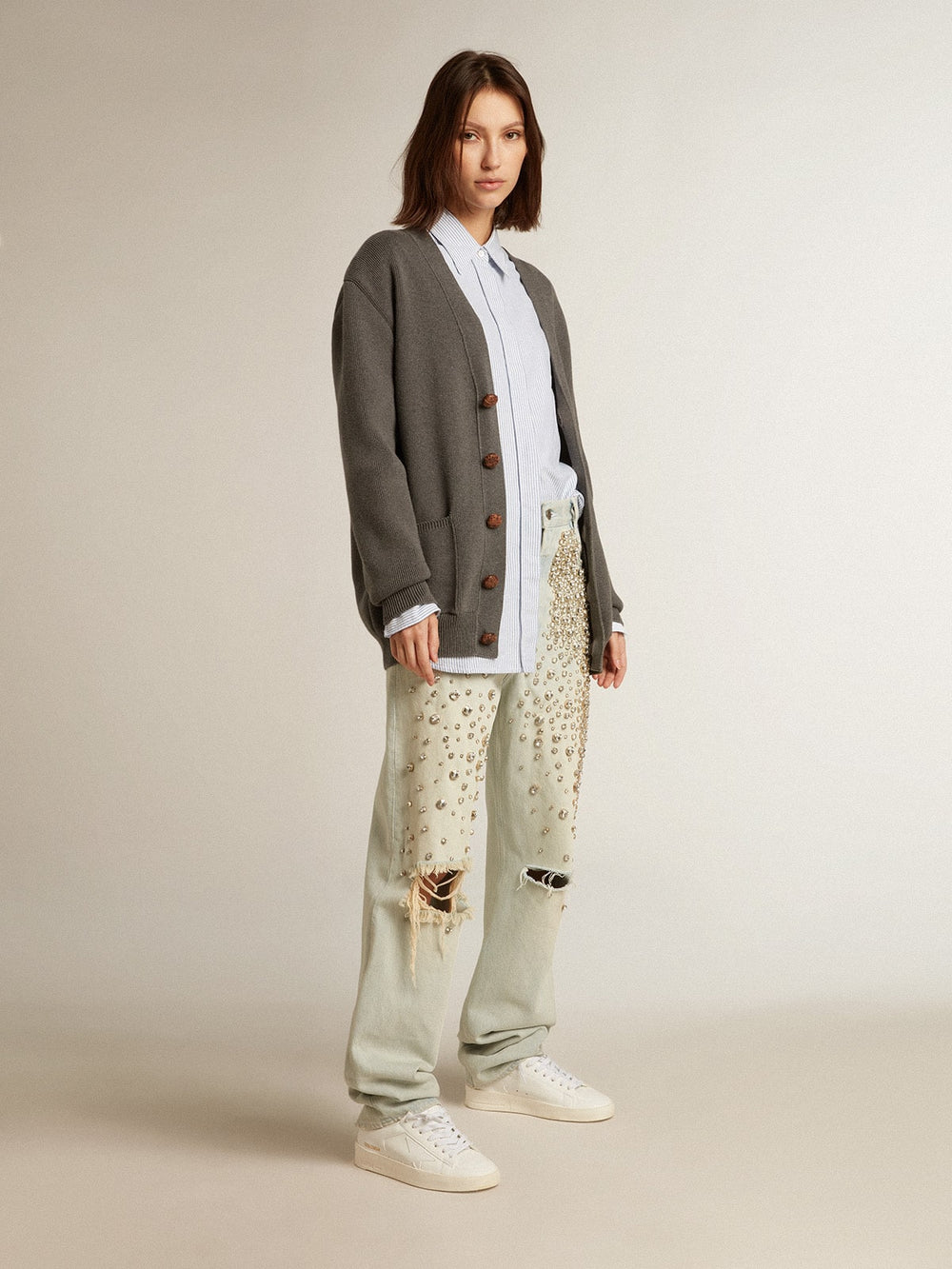 Golden Goose Women’s bio-based Stardan with white star and heel tab