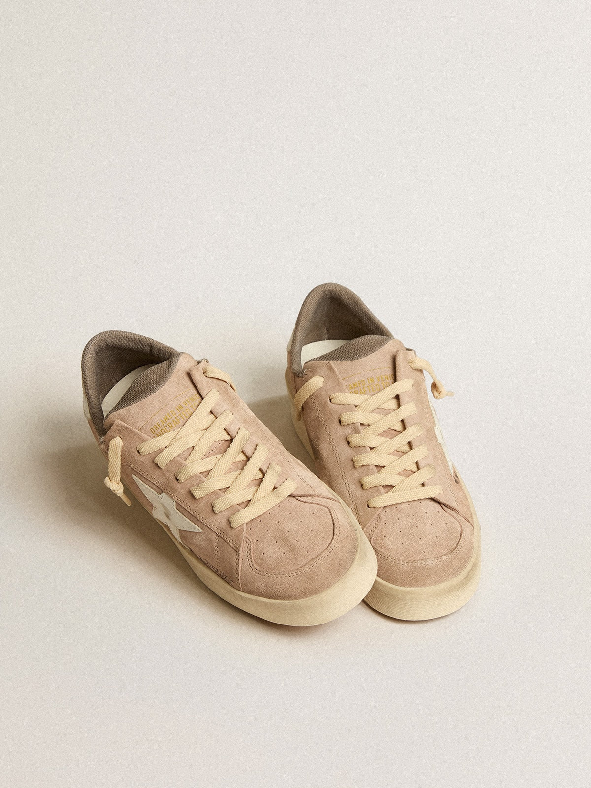 Golden Goose Women's Stardan in old rose suede with white leather star and heel tab