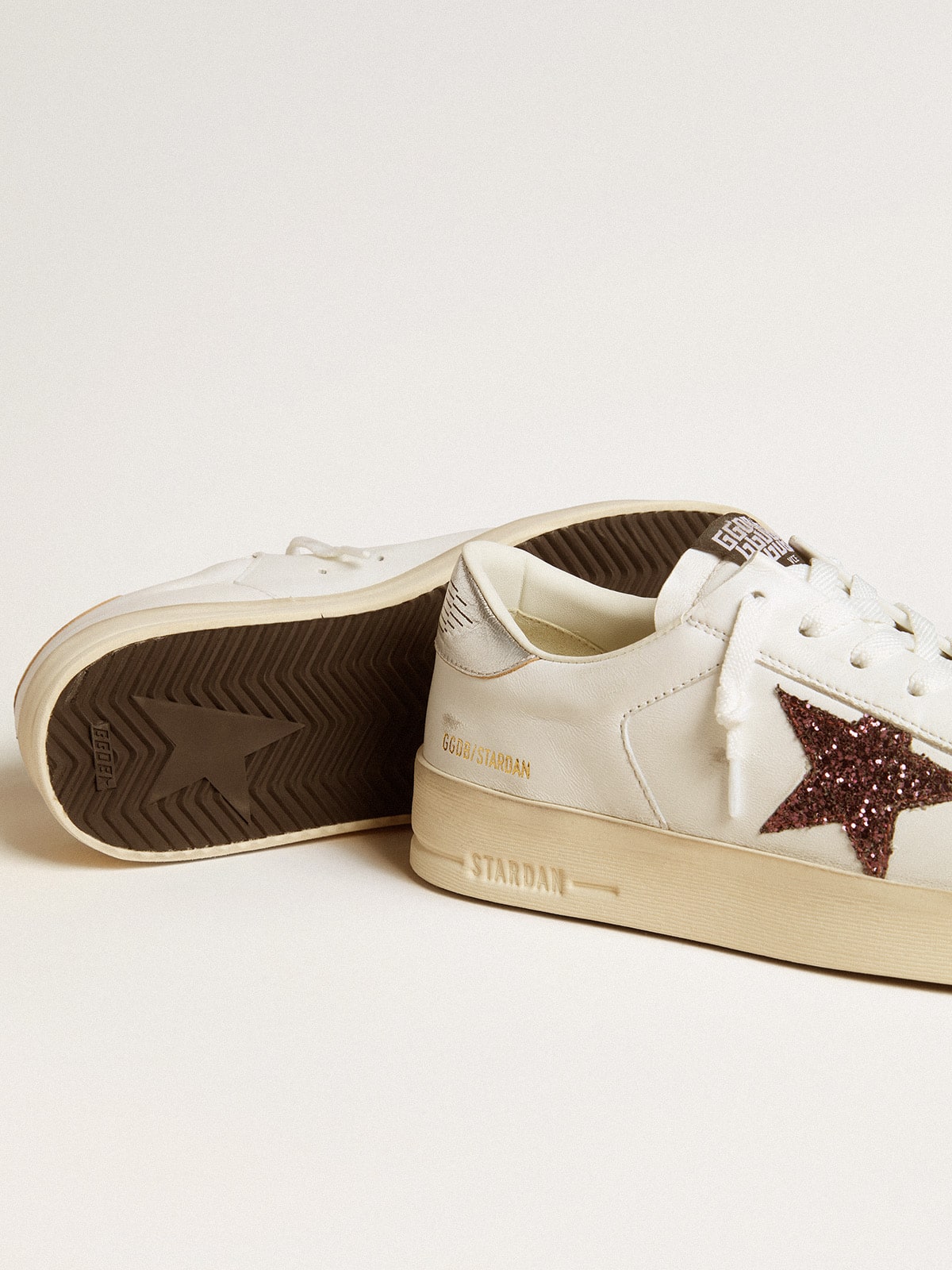 Golden Goose Women's Stardan in nappa with glitter star and metallic leather heel tab