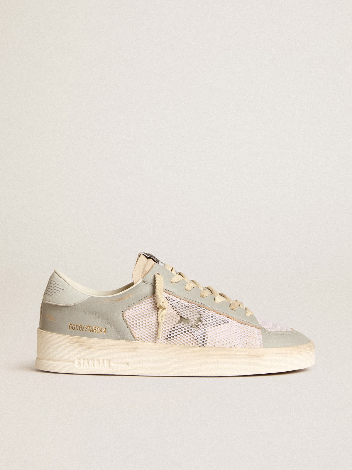 Golden Goose Stardan in gray nappa leather and white mesh with gray leather star