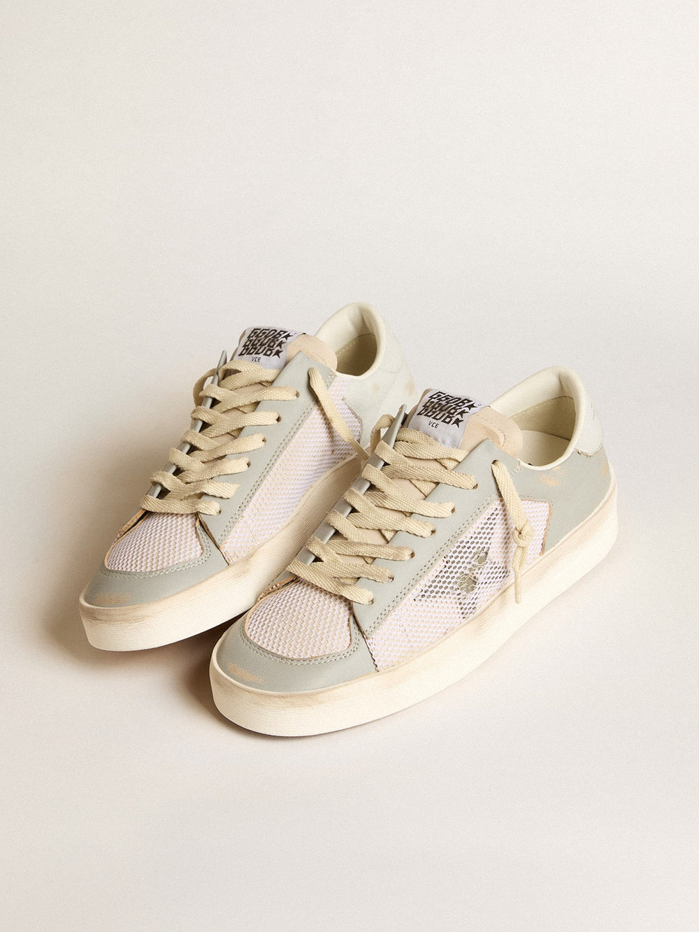 Golden Goose Stardan in gray nappa leather and white mesh with gray leather star